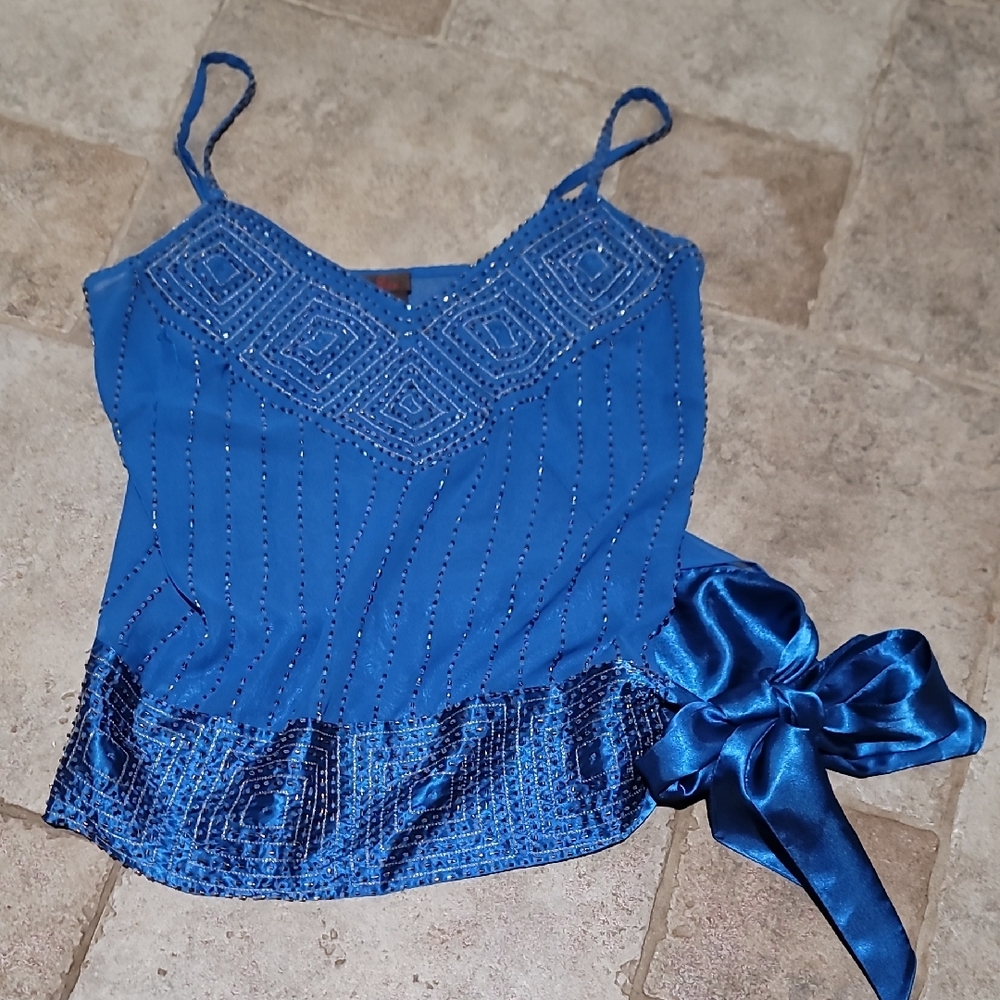Danier Vibrant Blue Camisole with Satin Bow